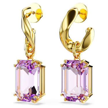 Millenia 水滴形耳環, 八角形切割, 紫色, 鍍金色色調 - Swarovski, 5694784
