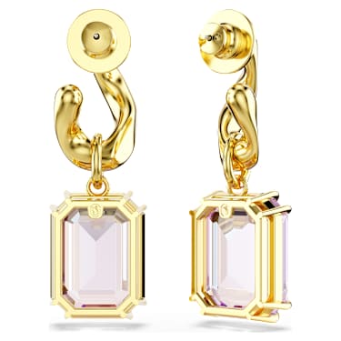 Millenia 水滴形耳環, 八角形切割, 紫色, 鍍金色色調 - Swarovski, 5694784