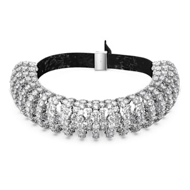 Constella choker, Round cut, White, Rhodium plated - Swarovski, 5694793