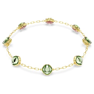 Šňůrkový náhrdelník Chroma, Osmihranný výbrus, Vícebarevný, Povrchová úprava z 18k zlata - Swarovski, 5695863