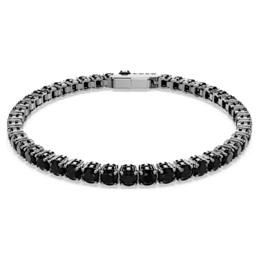 Matrix Tennis bracelet, Round cut, Black, Ruthenium plated - Swarovski, 5696030