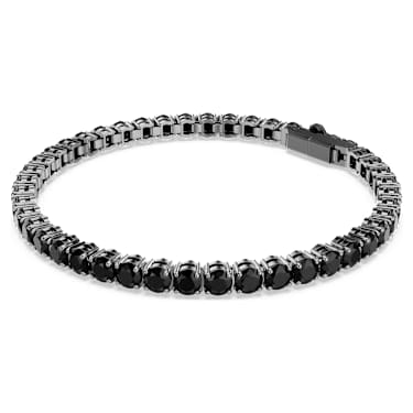 Matrix Tennis bracelet, Round cut, Black, Ruthenium plated - Swarovski, 5696030