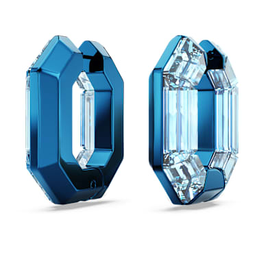 Lucent 大圈耳環, 八邊形, 細碼, 藍色 - Swarovski, 5696038
