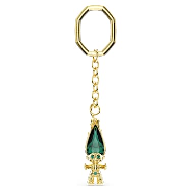 Good Luck Trolls key ring Troll Green Gold tone plated Swarovski