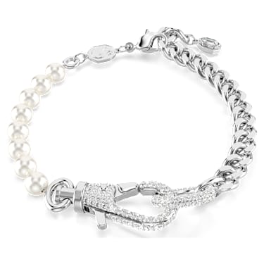 Dextera Armband, Pavé, Kristallperle, Weiß, Rhodiniert - Swarovski, 5696256