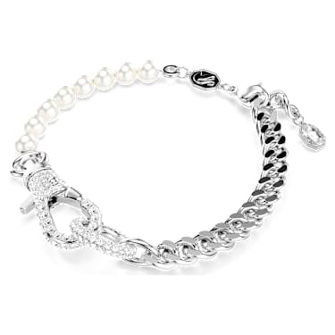 Dextera Armband, Pavé, Kristallperle, Weiß, Rhodiniert - Swarovski, 5696256