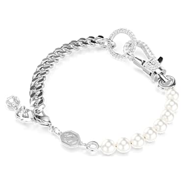 Dextera Armband, Pavé, Kristallperle, Weiß, Rhodiniert - Swarovski, 5696256