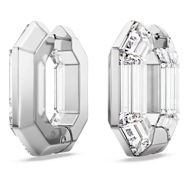 Lucent hoop earrings, Octagon shape, Small, White - Swarovski, 5696289