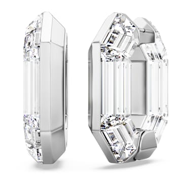 Lucent hoop earrings, Octagon shape, Small, White - Swarovski, 5696289