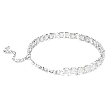 Girocollo Millenia, Taglio ottagonale, Bianco, Placcato rodio - Swarovski, 5696292