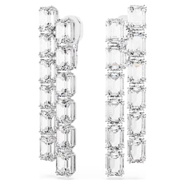 Boucles d'oreilles clip Millenia, Taille octogonale, Longues, Blanches, Métal rhodié - Swarovski, 5696320
