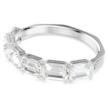 Millenia bangle, Octagon cut, White, Rhodium plated - Swarovski, 5696321