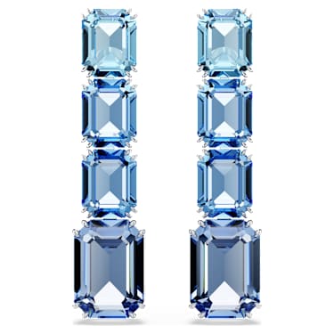 Millenia 드롭 이어링, 옥타곤 컷, 컬러 그라데이션, 블루, 로듐 플래팅 - Swarovski, 5696516