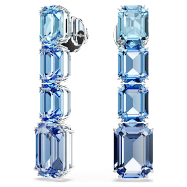 Millenia 드롭 이어링, 옥타곤 컷, 컬러 그라데이션, 블루, 로듐 플래팅 - Swarovski, 5696516
