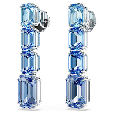 Millenia 드롭 이어링, 옥타곤 컷, 컬러 그라데이션, 블루, 로듐 플래팅 - Swarovski, 5696516