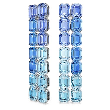Millenia 클립 이어링, 옥타곤 컷, 컬러 그라데이션, 롱, 블루, 로듐 플래팅 - Swarovski, 5696517