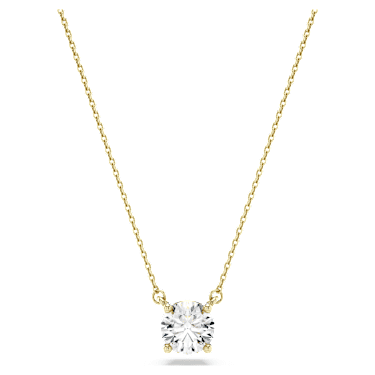 Eternity solitaire pendant, Lab-grown diamonds 1 ct tw, Round shape, 14K yellow gold - Swarovski, 5696886