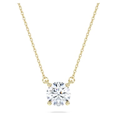 Colgante solitario Eternity, Diamantes creados en laboratorio (peso total de 1 quilate), Forma redonda, Oro amarillo de 14 quilates - Swarovski, 5696886