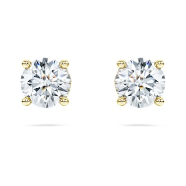 Eternity solitaire stud earrings, Lab-grown diamonds 1 ct tw, Round cut, 14K yellow gold - Swarovski, 5696890