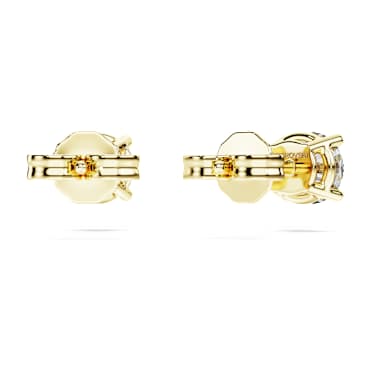 Eternity solitaire stud earrings, Lab-grown diamonds 1 ct tw, Round cut, 14K yellow gold - Swarovski, 5696890