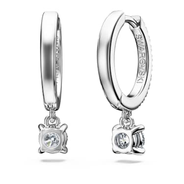 Eternity drop earrings, Lab-grown diamonds 0.7 ct tw, Round cut, 14K white gold - Swarovski, 5696891
