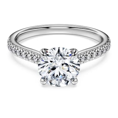 Bague solitaire Eternity, Diamants créés en laboratoire 1,7 ct tw, Forme ronde, Or blanc 14 carats - Swarovski, 5696916