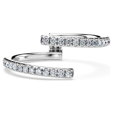 Eternity open band ring, Lab-grown diamonds 0.2 ct tw, Round shape, 14K white gold - Swarovski, 5697099