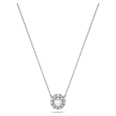 Pandantiv solitaire halo Eternity, Diamante create în laborator 0.23 ct tw, Formă rotundă, Argint veritabil - Swarovski, 5697105
