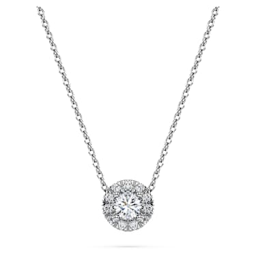 Pandantiv solitaire halo Eternity, Diamante create în laborator 0.23 ct tw, Formă rotundă, Argint veritabil - Swarovski, 5697105