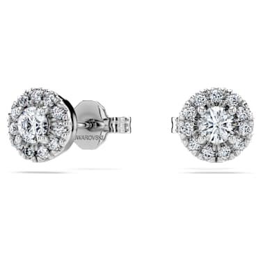 Eternity Haleli düğme küpe, Laboratuvarda üretilmiş elmaslar 0,45 karat toplam ağırlık, Yuvarlak şekil, Saf gümüş - Swarovski, 5697108