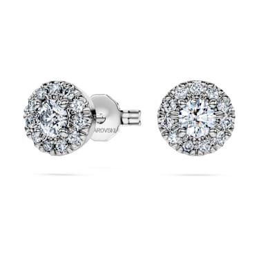 Eternity Haleli düğme küpe, Laboratuvarda üretilmiş elmaslar 0,45 karat toplam ağırlık, Yuvarlak şekil, Saf gümüş - Swarovski, 5697108