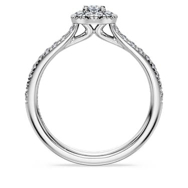 Eternity halo solitaire ring, Lab-grown diamonds 0.45 ct tw, Round cut, Sterling silver - Swarovski, 5697125