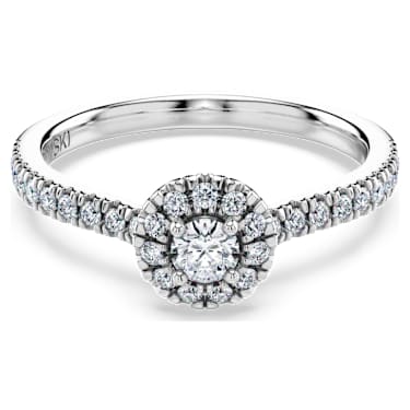 Bague solitaire halo Eternity, Diamants de synthèse 0,45 ct tw, Forme ronde, Argent sterling - Swarovski, 5697126