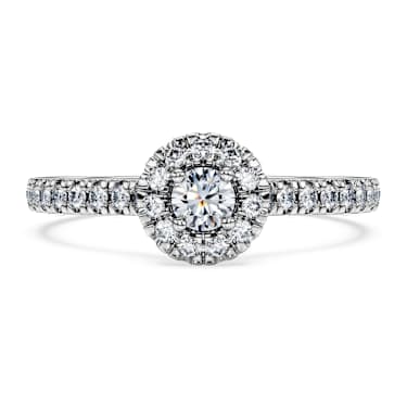 Eternity halo solitaire ring, Lab-grown diamonds 0.45 ct tw, Round shape, Sterling silver - Swarovski, 5697126