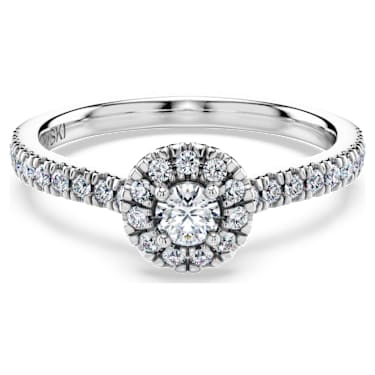Eternity halo solitaire ring, Lab-grown diamonds 0.45 ct tw, Round shape, Sterling silver - Swarovski, 5697129