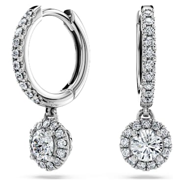 Eternity drop earrings, Lab-grown diamonds 1.1 ct tw, Round cut, 14K white gold - Swarovski, 5697131