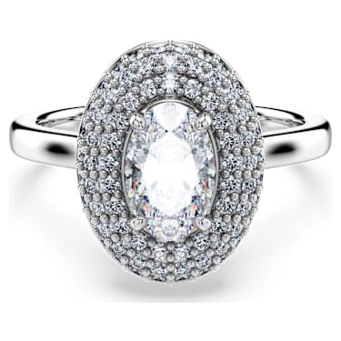Bague solitaire halo Eternity, Diamants créés en laboratoire 1,5 ct tw, Formes variées, Or blanc 14 carats - Swarovski, 5697138