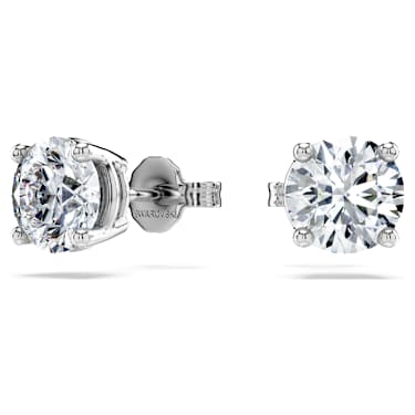 Brincos stud solitário Eternity, Diamantes criados em laboratório 2 ct tw, Modelo redondo, Ouro branco de 14 quilates - Swarovski, 5697146