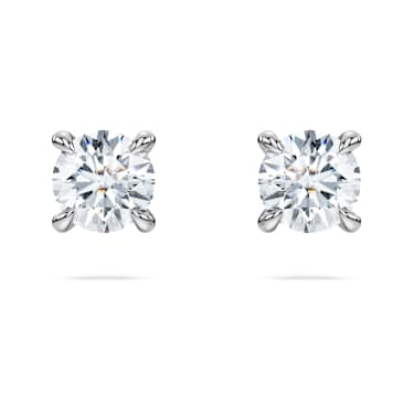 Eternity solitaire stud earrings, Lab-grown diamonds 0.5 ct tw, Round shape, 14K white gold - Swarovski, 5697147