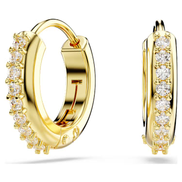 Matrix hoop earrings, Round cut, White, Gold-tone plated - Swarovski, 5697228