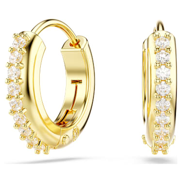 Swarovski Matrix hoop earrings Round cut White Gold tone plated