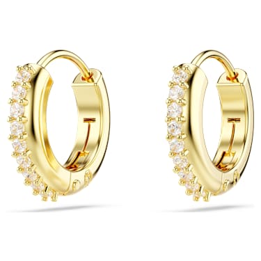 Matrix hoop earrings, Round cut, White, Gold-tone plated - Swarovski, 5697228