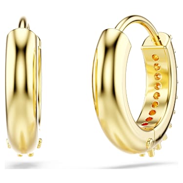 Matrix hoop earrings, Round cut, White, 18K gold finish - Swarovski, 5697228