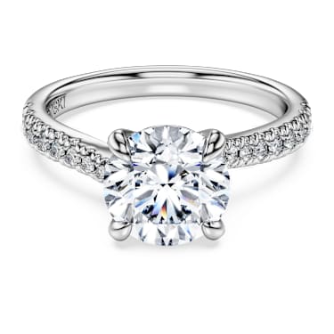 Eternity solitaire ring, Lab-grown diamonds 2.25 ct tw, Round shape, 18K white gold - Swarovski, 5697738