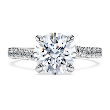 Eternity solitaire ring, Lab-grown diamonds 2.25 ct tw, Round shape, 18K white gold - Swarovski, 5697738