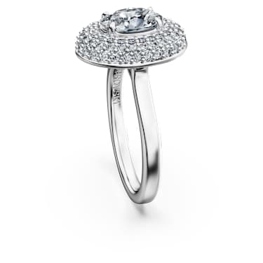 Eternity halo solitaire ring, Lab-grown diamonds 1.5 ct tw, Mixed cuts, 18K white gold - Swarovski, 5697745