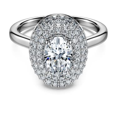 Inel solitaire halo Eternity, Diamante create în laborator 1.5 ct tw, Forme mixte, Aur alb 18K - Swarovski, 5697748