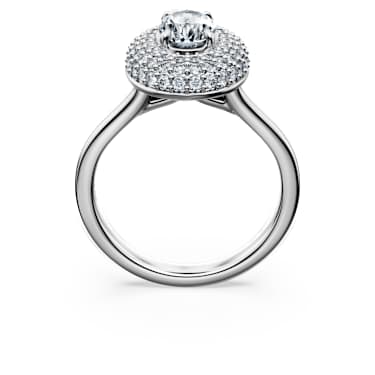 Inel solitaire halo Eternity, Diamante create în laborator 1.5 ct tw, Forme mixte, Aur alb 18K - Swarovski, 5697748