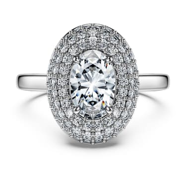 Eternity halo solitaire ring, Lab-grown diamonds 1.5 ct tw, Mixed shapes, 18K white gold - Swarovski, 5697751