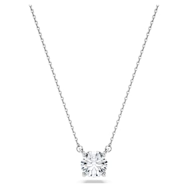 Eternity solitaire pendant, Lab-grown diamonds 1 ct tw, Round cut, 18K white gold - Swarovski, 5697765